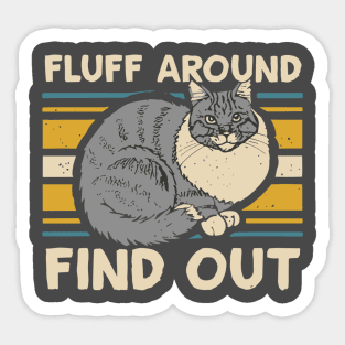 Retro Vintage Cat Fluff Around and Find Out Funny Sayings, Sticker